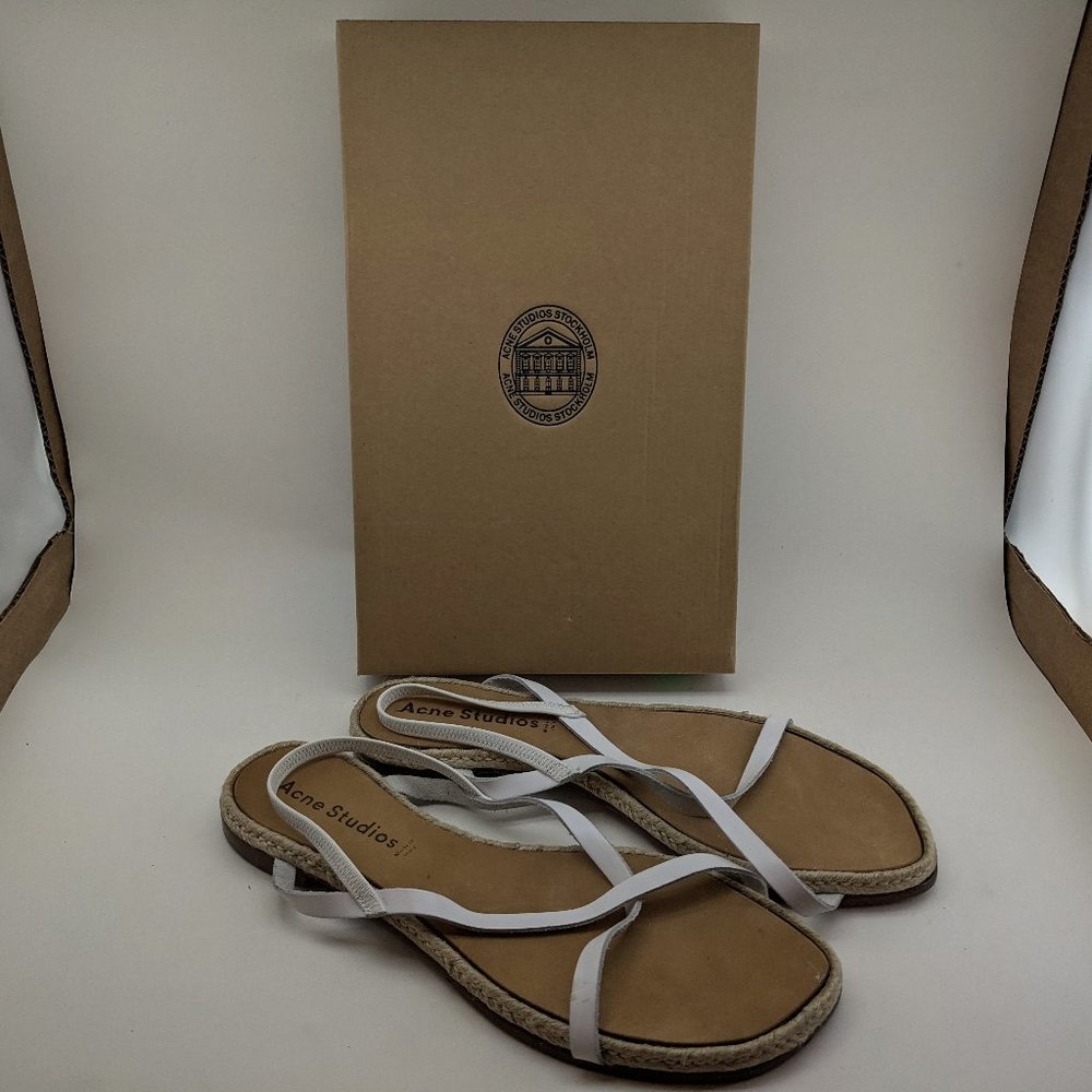 Acne Studios Stockholm Women's White Leather Sandals "Mercurio" Size 10.5 US